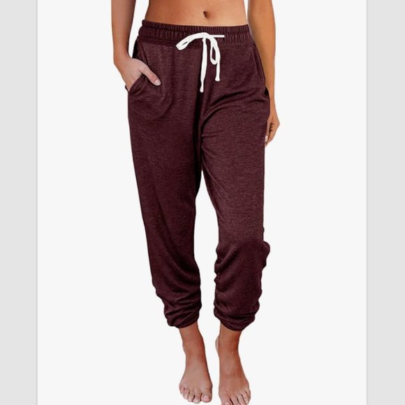 AUTOMET Women's Baggy Jogger Sweatpants with Pockets Size M - Wine Red NWT - Picture 1 of 5